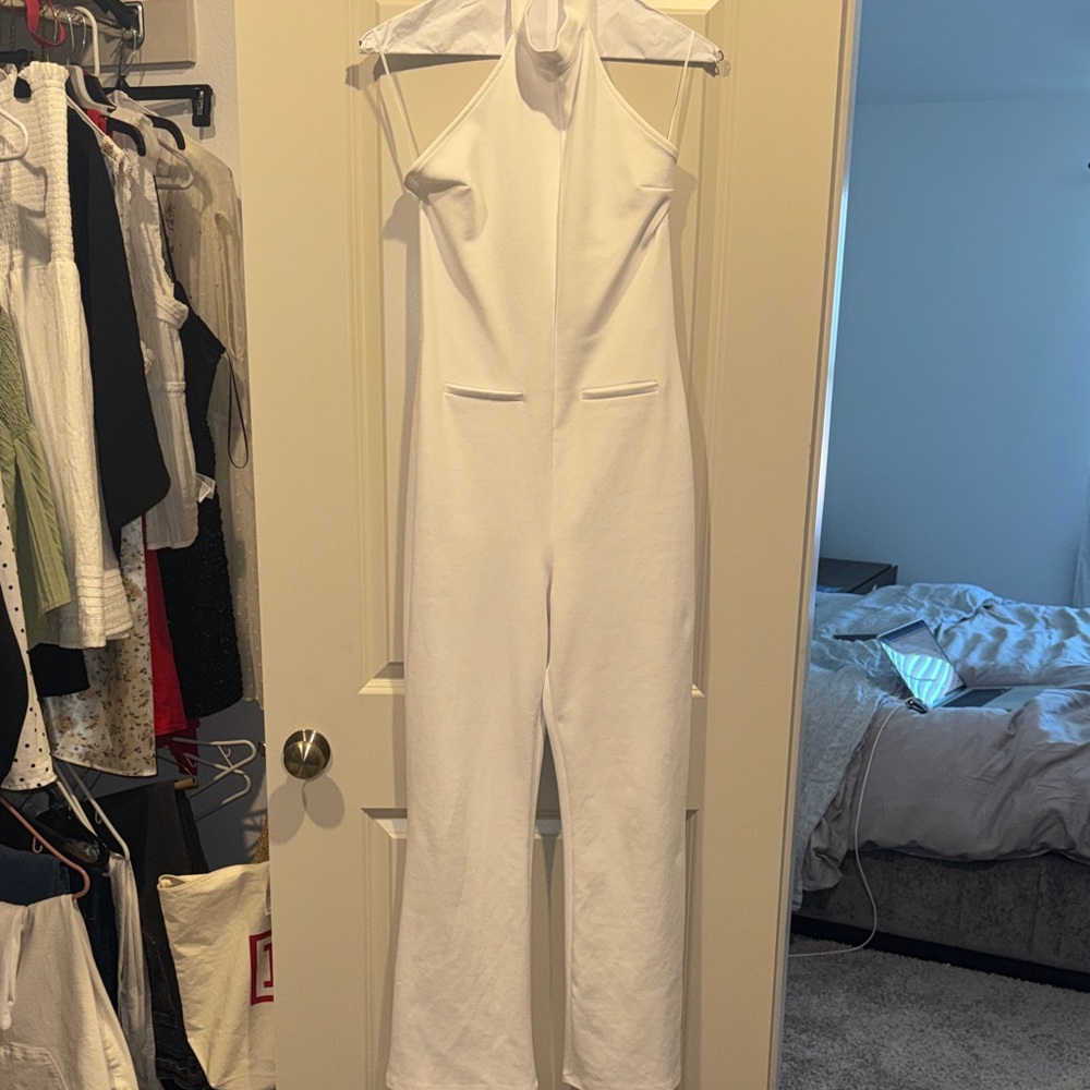 Zara White Halter Jumpsuit